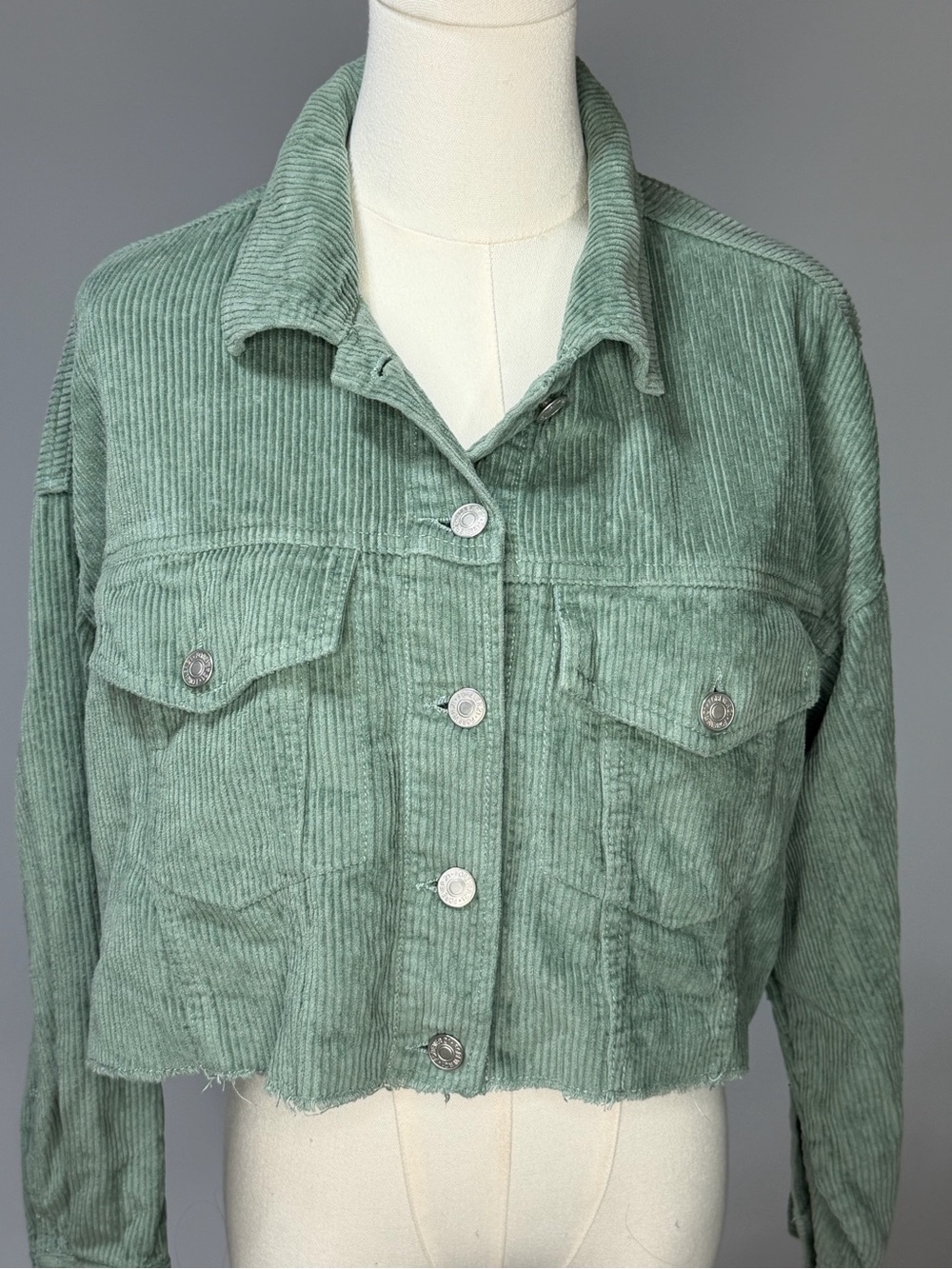 Forever 21 Sage Green Corduroy Cropped Jacket